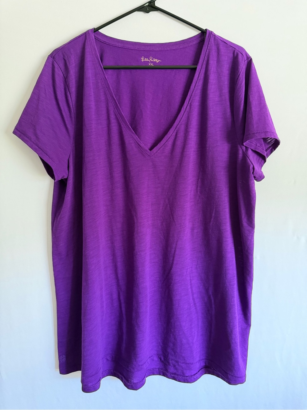 Lilly Pulitzer T Shirt XXL  Purple V Neck Slub Short Sleeve Resort